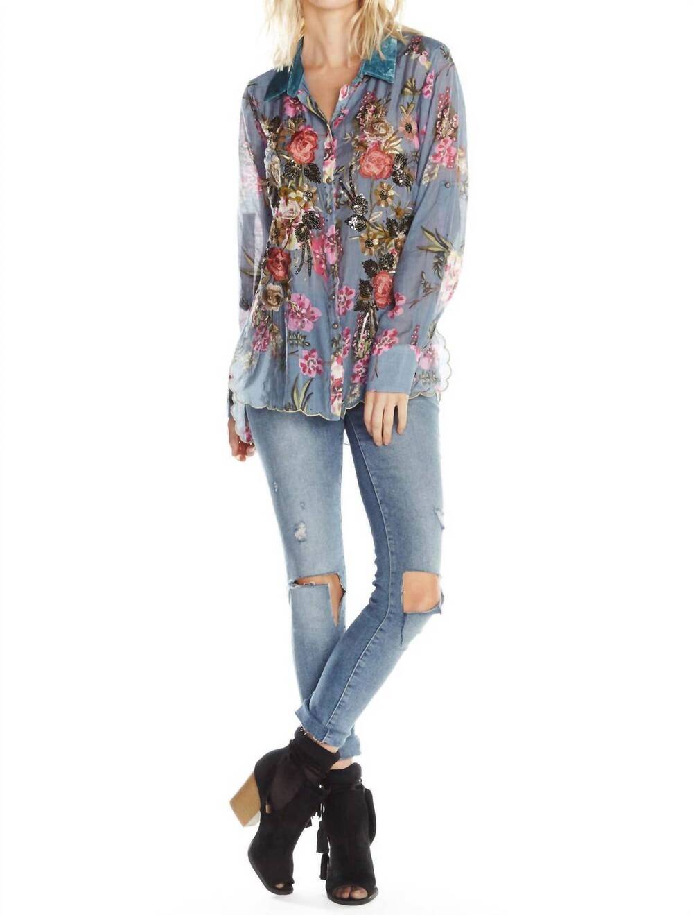 NEW ARATTA countess margaret shirt in state blue